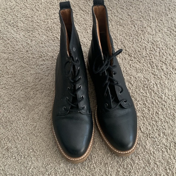 Madewell Clair lace-up leather boots‎ black size 7.5 combat moto - Picture 11 of 11